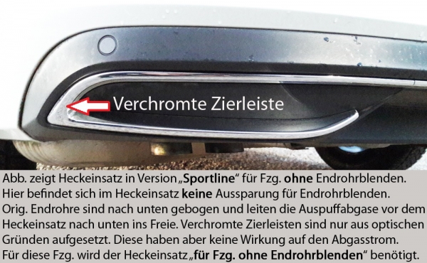 Heckeinsatz (für elektr. AHK) ohne Aussparung für Endrohrblenden, schwarz glanz