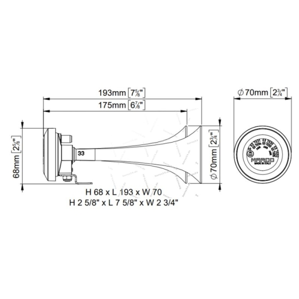 CL2 Zweiklang Horn 12V Metal