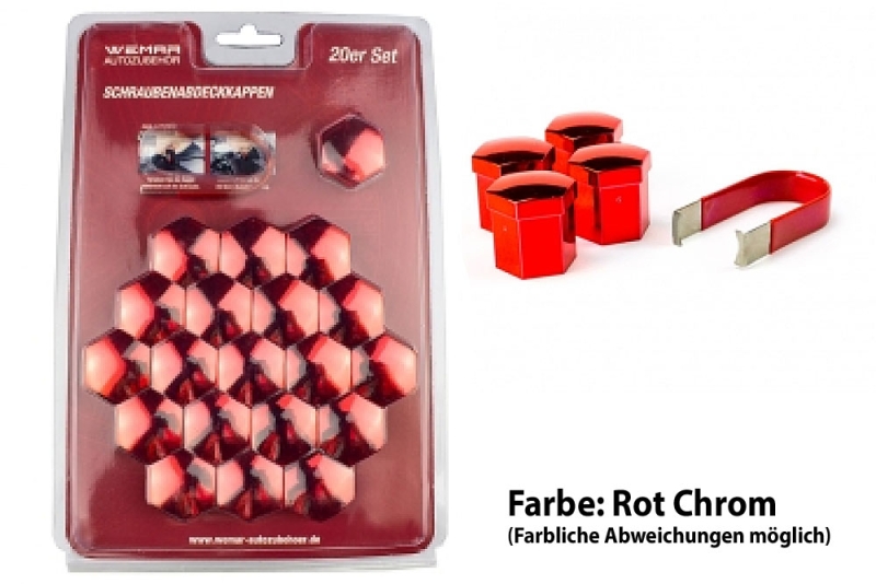 20 x Abdeckkappen für Schrauben und Muttern  Schlüsselweite 17 (diverse Farben)