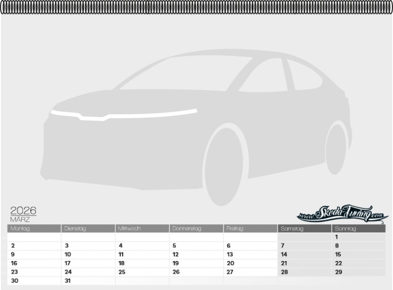 Kalender 2026 - skoda-tuning.com (Preis inkl. Versand)