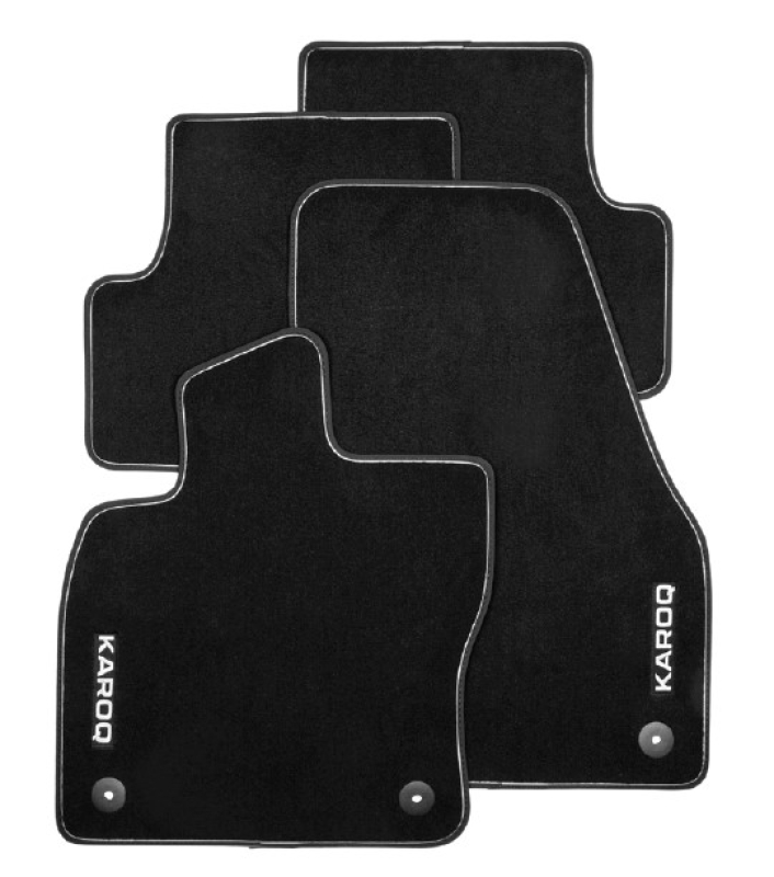 KAROQ Textilfußmatten-Set Premium mit Schriftzug "KAROQ"