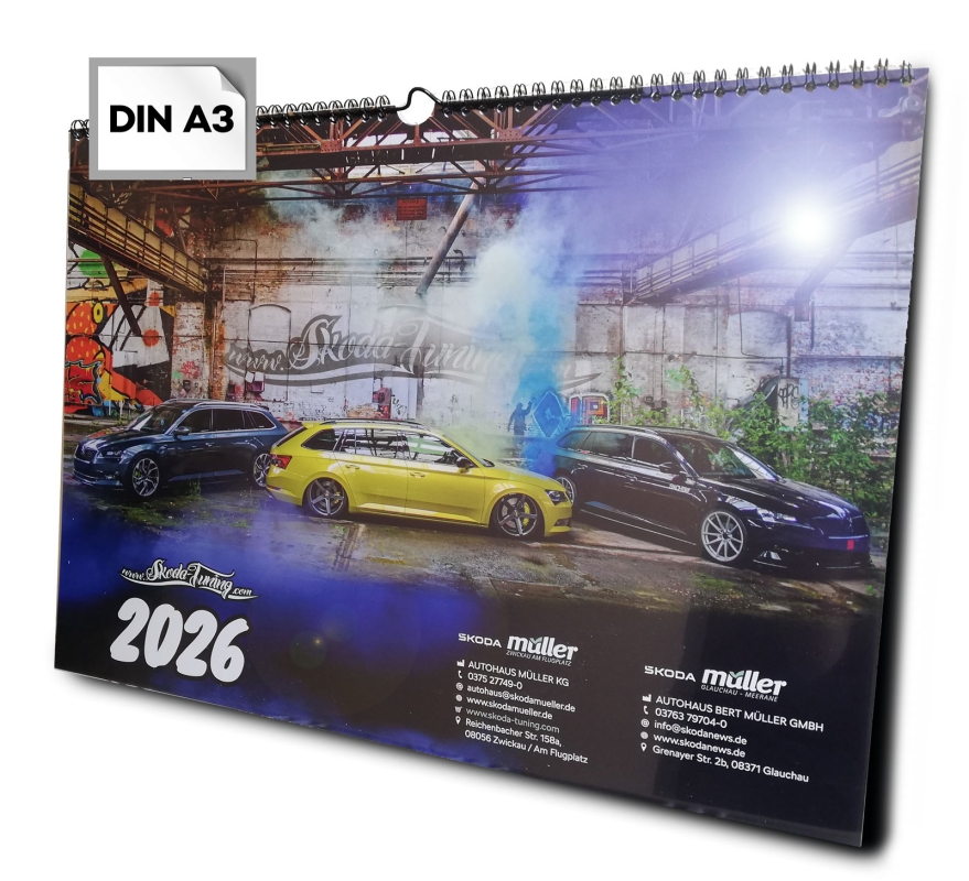 A3 Hochglanz-Kalender 2026 - skoda-tuning.com (Preis inkl. Versand)