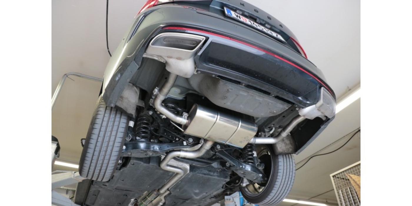 Skoda Octavia NX RS iV Endschalldämpfer Ausgang rechts/links - Austritt in den originalen Endrohr mit der Teilenummer 5E3 253 682 0